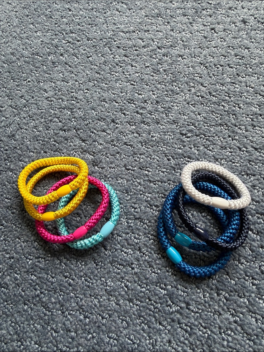 Kids Colorful Rope Hair Ties - Yellow, Pink, Aqua, White, Navy, Black
